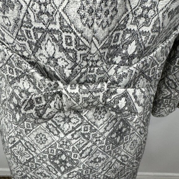 Zara Women's S Longline Brocade 3/4 Sleeve Coat Jacket B&W Silver Wool Blend - Picture 8 of 12